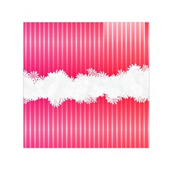 Digitally Designed Pink Stripe Background With Flowers And White Copyspace Small Satin Scarf (square) by Nexatart