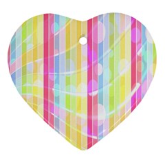 Abstract Stipes Colorful Background Circles And Waves Wallpaper Ornament (Heart)