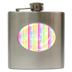 Abstract Stipes Colorful Background Circles And Waves Wallpaper Hip Flask (6 oz)