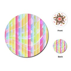Abstract Stipes Colorful Background Circles And Waves Wallpaper Playing Cards (Round) 