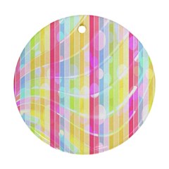 Abstract Stipes Colorful Background Circles And Waves Wallpaper Round Ornament (Two Sides)