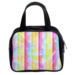 Abstract Stipes Colorful Background Circles And Waves Wallpaper Classic Handbags (2 Sides)