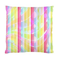 Abstract Stipes Colorful Background Circles And Waves Wallpaper Standard Cushion Case (one Side) by Nexatart