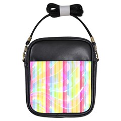 Abstract Stipes Colorful Background Circles And Waves Wallpaper Girls Sling Bags