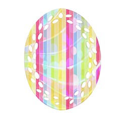 Abstract Stipes Colorful Background Circles And Waves Wallpaper Oval Filigree Ornament (Two Sides)