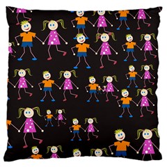 Kids Tile A Fun Cartoon Happy Kids Tiling Pattern Large Cushion Case (two Sides) by Nexatart