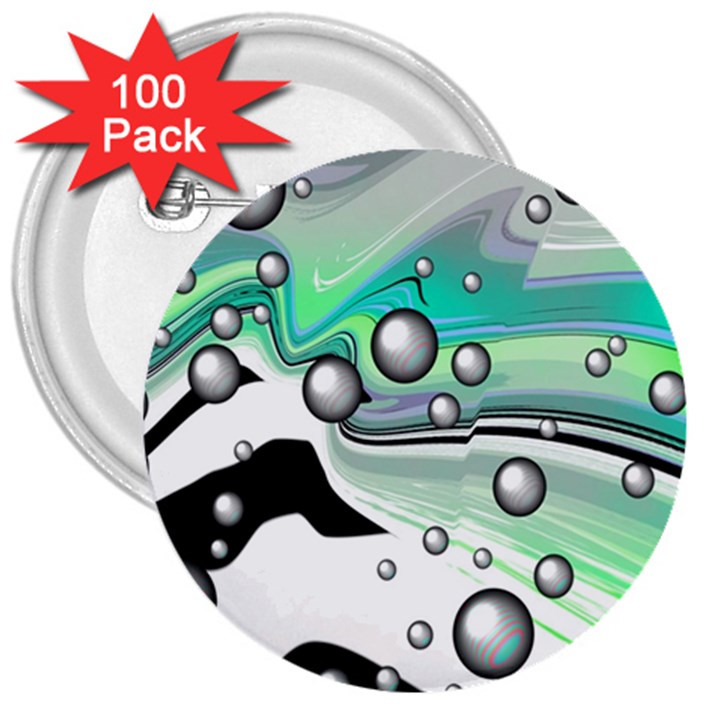 Small And Big Bubbles 3  Buttons (100 pack) 