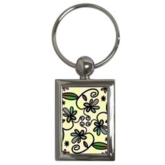 Completely Seamless Tileable Doodle Flower Art Key Chains (rectangle)  by Nexatart