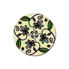 Completely Seamless Tileable Doodle Flower Art Rubber Coaster (round)  by Nexatart