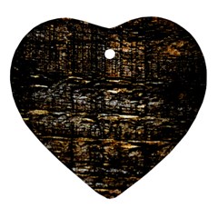 Wood Texture Dark Background Pattern Ornament (heart)