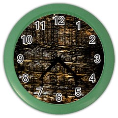 Wood Texture Dark Background Pattern Color Wall Clocks by Nexatart