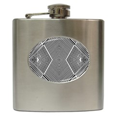 Black And White Line Abstract Hip Flask (6 Oz) by Nexatart