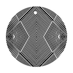 Black And White Line Abstract Round Ornament (two Sides) by Nexatart