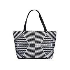 Black And White Line Abstract Shoulder Handbags by Nexatart