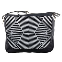 Black And White Line Abstract Messenger Bags by Nexatart