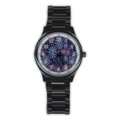 Pixel Pattern Colorful And Glittering Pixelated Stainless Steel Round Watch by Nexatart