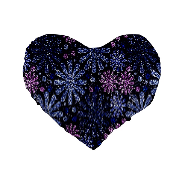 Pixel Pattern Colorful And Glittering Pixelated Standard 16  Premium Flano Heart Shape Cushions