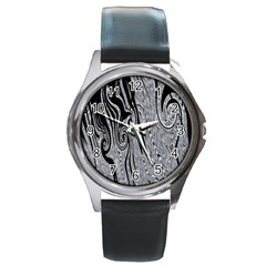 Abstract Swirling Pattern Background Wallpaper Round Metal Watch by Nexatart