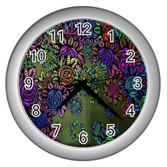 Grunge Rose Background Pattern Wall Clocks (silver)  by Nexatart