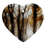 Fall Forest Artistic Background Heart Ornament (Two Sides) Back