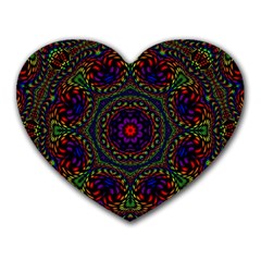 Rainbow Kaleidoscope Heart Mousepads