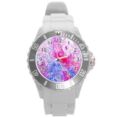 Glitter Pattern Background Round Plastic Sport Watch (l)