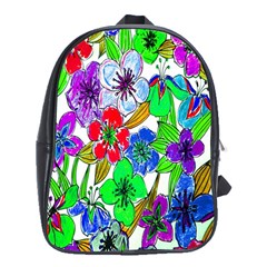 Background Of Hand Drawn Flowers With Green Hues School Bags (xl)  by Nexatart