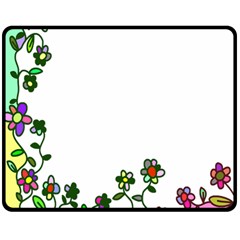 Floral Border Cartoon Flower Doodle Double Sided Fleece Blanket (medium) 