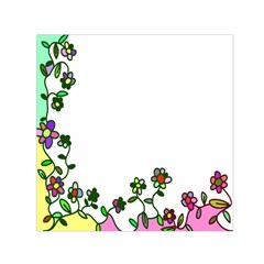 Floral Border Cartoon Flower Doodle Small Satin Scarf (square) by Nexatart