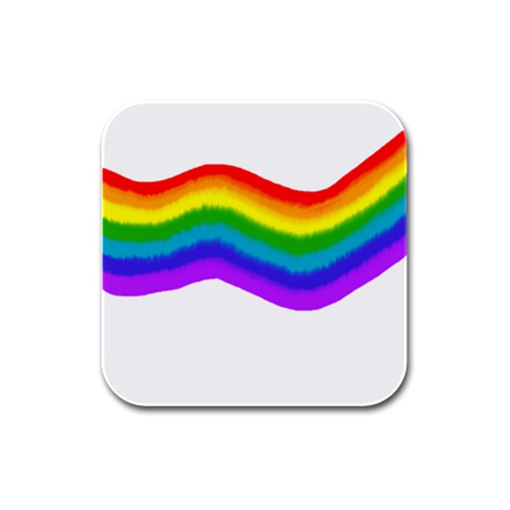 Watercolour Rainbow Colours Rubber Square Coaster (4 pack) 