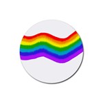 Watercolour Rainbow Colours Rubber Coaster (Round)  Front