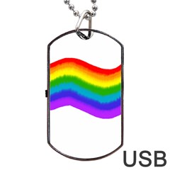 Watercolour Rainbow Colours Dog Tag Usb Flash (two Sides) by Nexatart