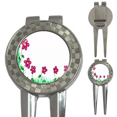 Floral Doodle Flower Border Cartoon 3-in-1 Golf Divots by Nexatart