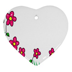 Floral Doodle Flower Border Cartoon Heart Ornament (two Sides) by Nexatart