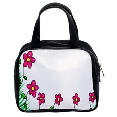 Floral Doodle Flower Border Cartoon Classic Handbags (2 Sides) by Nexatart
