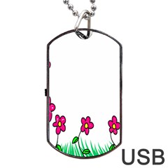 Floral Doodle Flower Border Cartoon Dog Tag Usb Flash (two Sides) by Nexatart