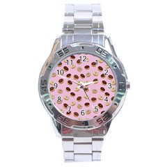 Donuts Pattern Stainless Steel Analogue Watch by Valentinaart