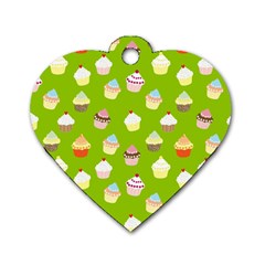 Cupcakes Pattern Dog Tag Heart (two Sides) by Valentinaart