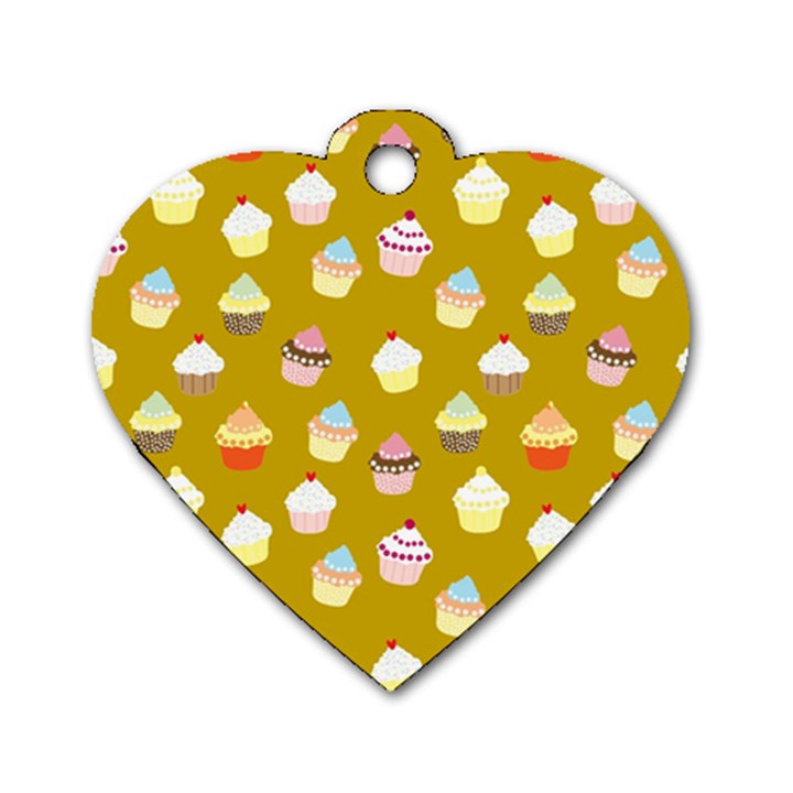 Cupcakes pattern Dog Tag Heart (Two Sides)