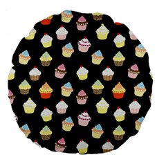 Cupcakes Pattern Large 18  Premium Flano Round Cushions by Valentinaart