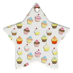 Cupcakes Pattern Ornament (star) by Valentinaart