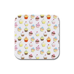 Cupcakes Pattern Rubber Square Coaster (4 Pack) 