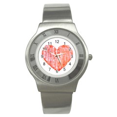 Pop Art Style Grunge Graphic Heart Stainless Steel Watch by dflcprints