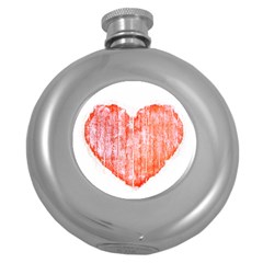 Pop Art Style Grunge Graphic Heart Round Hip Flask (5 Oz) by dflcprints