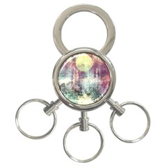 Frosty Pale Moon 3-ring Key Chains by digitaldivadesigns