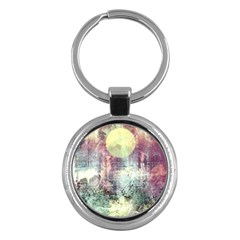 Frosty Pale Moon Key Chains (round)  by digitaldivadesigns