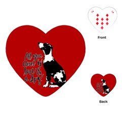 Dog Person Playing Cards (heart)  by Valentinaart