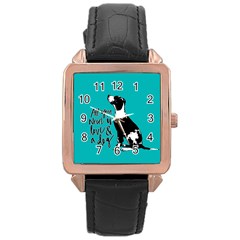 Dog Person Rose Gold Leather Watch  by Valentinaart