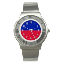 Civil Flag Of Haiti (without Coat Of Arms) Stainless Steel Watch by abbeyz71