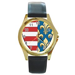 Angevins Dynasty Of Hungary Coat Of Arms Round Gold Metal Watch by abbeyz71